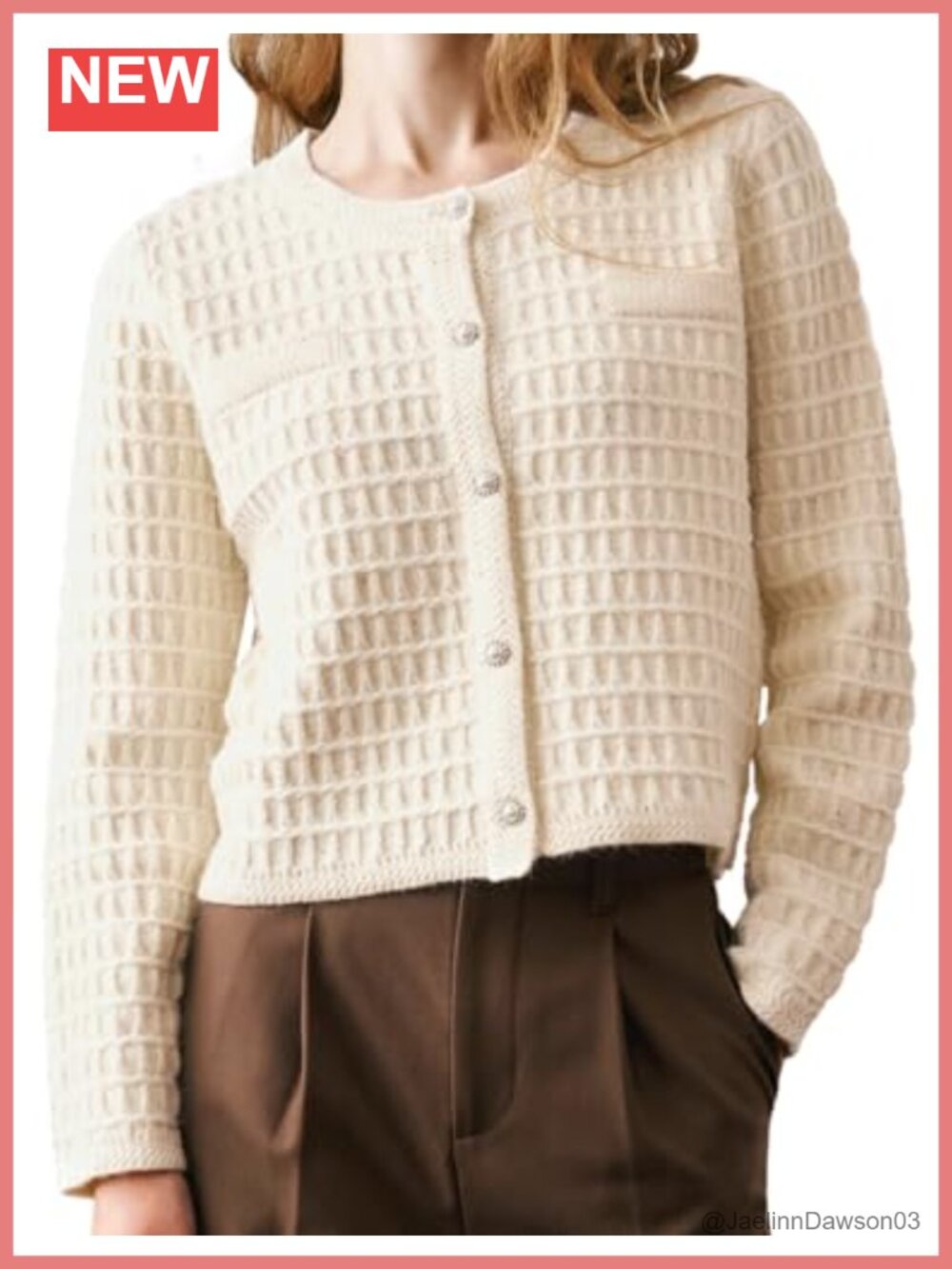 Cropped Cardigan Sweater Pearl Button Long Sleeve Knit Trendy Fall Top